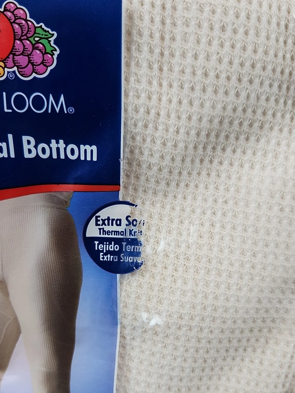 Vintage 2010 Fruit Of The Loom Thermal Crew Top & Bottom Waffle Knit Natural XL